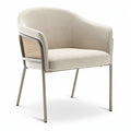 **Technische titel in het Nederlands: Moderne fauteuil met stof en rotan**