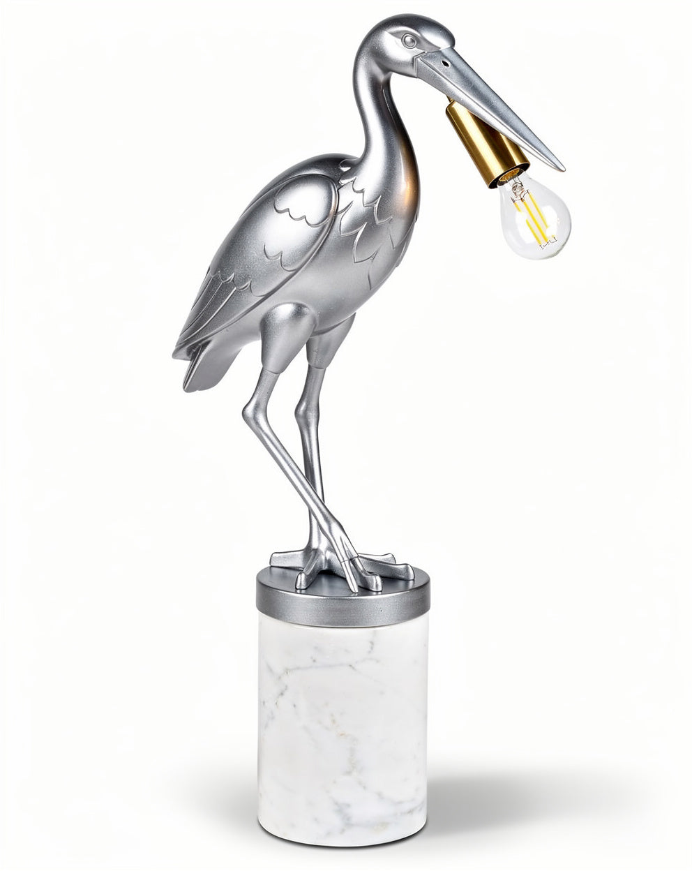 **Moderne Vogel Lamp met Marmeren Basis**