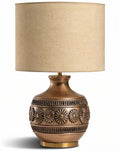 Technische titel in het Nederlands: **Antieke bronzen tafellamp met bloemmotieven**