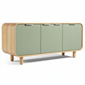 **Technische titel in het Nederlands: Modern Eiken Houten Dressoir met Groene Deuren**
