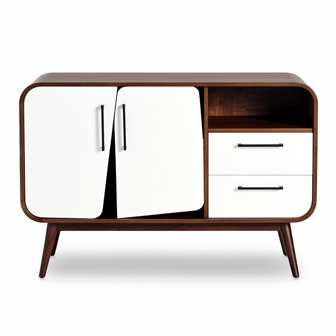 **Moderne houten kast met dubbele deuren en lades**